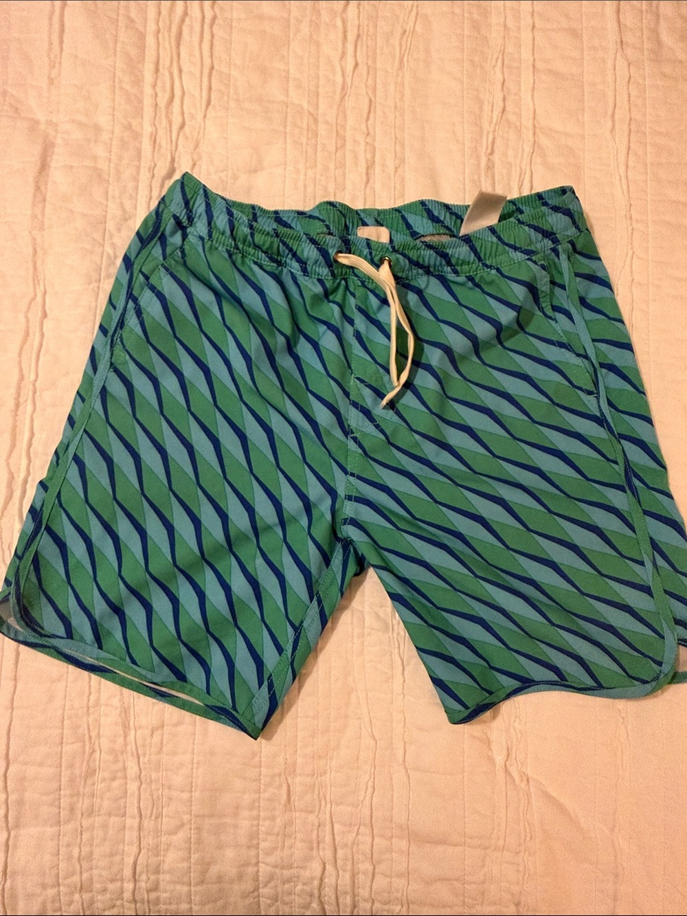 Boys Fair Harbor Green & Blue Patterned Swim Trunks